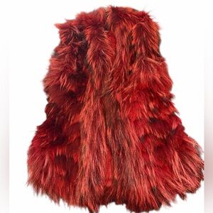 Lillie Rubin Burgundy Red Multi 100% Fur Vest Fox Fur Winter Made in France